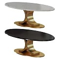 Modern Dining Table With White Marble And Black Tops And Gold Base Design 3d model
