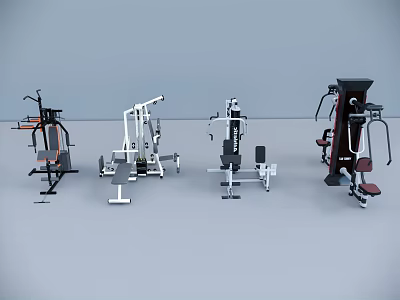 Different Types of Fitness Equipment Featuring Multifunctional Trainers Weight Machines and Exercise Gear 3d model