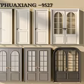 Modern Arched Glass Paned White Gray Black Hinged Doors Design Collection