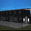 Two Story Container Office Building With Balcony Stairs And Large Windows
