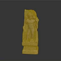 Carved Stone Sculpture Of Standing Human Figure With Square Pedestal And Detailed Design