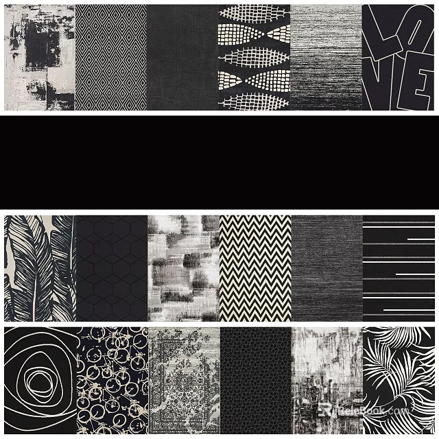 Stylish Square Rugs With Geometric Patterns Abstract Textures And Modern Designs 3d model