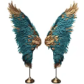 Wing Shaped Feather Ornamental Decor Set With White Gold Black Green Pink Colors