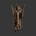 Golden Winged Unicorn Statue With Decorative Base And Ornate Details
