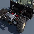 Military Style Hummer SUV With Large Off Road Tires And Metal Grille Doors