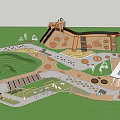 Playground Park Design With Slides Pathways Animal Sculptures Green Lawn And Activity Areas