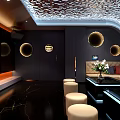 Modern KTV Private Room Featuring Large Screen Song Selection And White Roses Decor