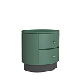 Modern Green Round Bedside Table With Two Drawers And Dark Base 3d model