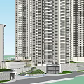 Elegant Modern High Rise Residential Towers With Green Areas And Water Features