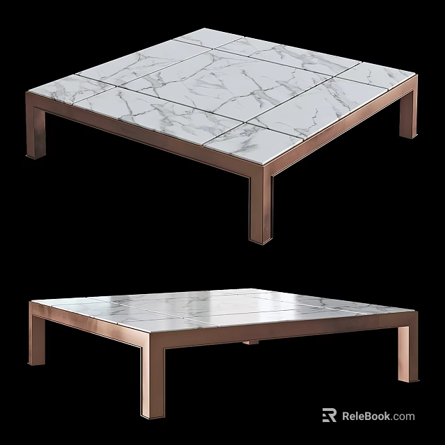 Modern Dining Table With Elegant Marble Top And Sturdy Metal Frame Design 3d model