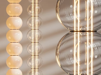 Modern Floor Lamp With Spherical Glass Shade And Beaded Decorative Details 3d model