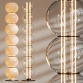 Modern Floor Lamp With Spherical Glass Shade And Beaded Decorative Details