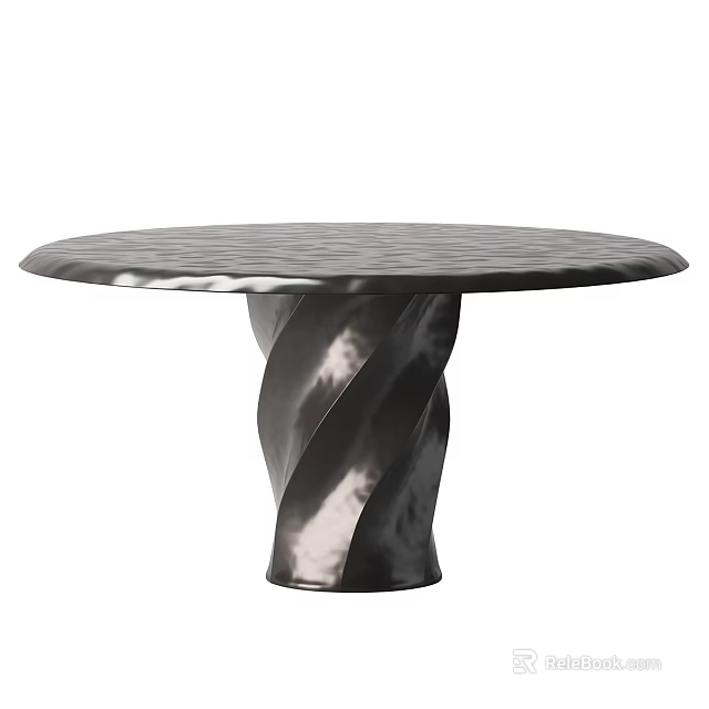 Modern Round Top Desk Featuring Twisted Metal Base And Stylish Design 3d model 