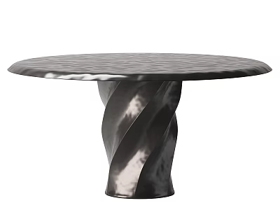 Modern Round Top Desk Featuring Twisted Metal Base And Stylish Design 3d model