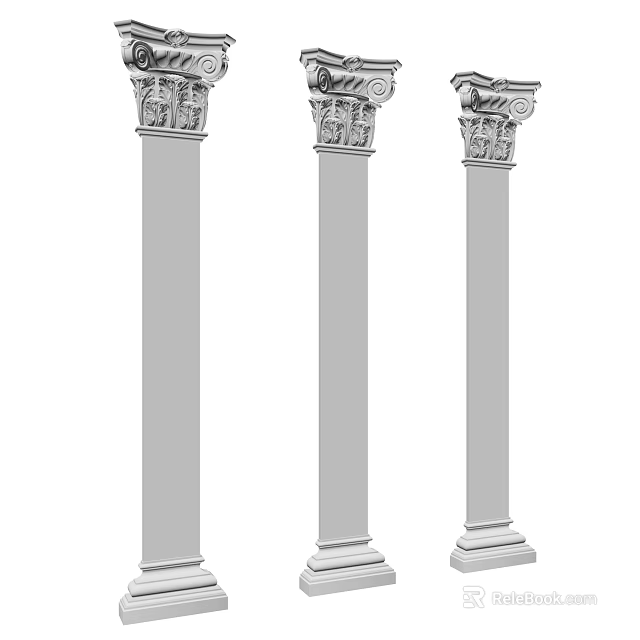 Classical Roman Columns With Ornate Carved Capitals And Architectural Design Elements 3d model 