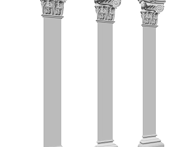 Classical Roman Columns With Ornate Carved Capitals And Architectural Design Elements 3d model