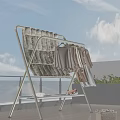 Clothes Rack On Balcony With Hanging Clothes Cartoon Patterned Cloth And Small Stuffed Toy