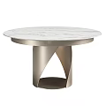 Elegant Modern Round Dining Table Set With Marble Top And Upholstered Chairs 3d model