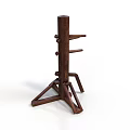 Sturdy Dark Brown Wooden Tripod Stand For Equipment Support With Crossbars