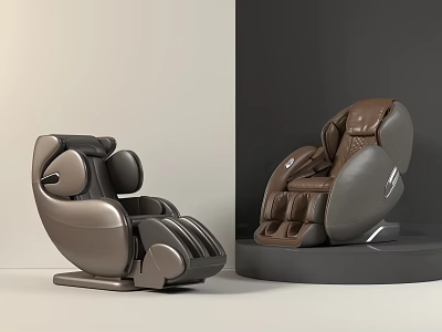 Two Stylish Modern Massage Chairs With Leather Upholstery And Ergonomic Seating Design 3d model