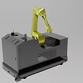 Industrial Robotic Arm Equipment With Yellow Arm And Gray Mobile Base