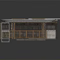 Industrial Equipment Platform with Metal Railings Crates and Lighting Fixtures