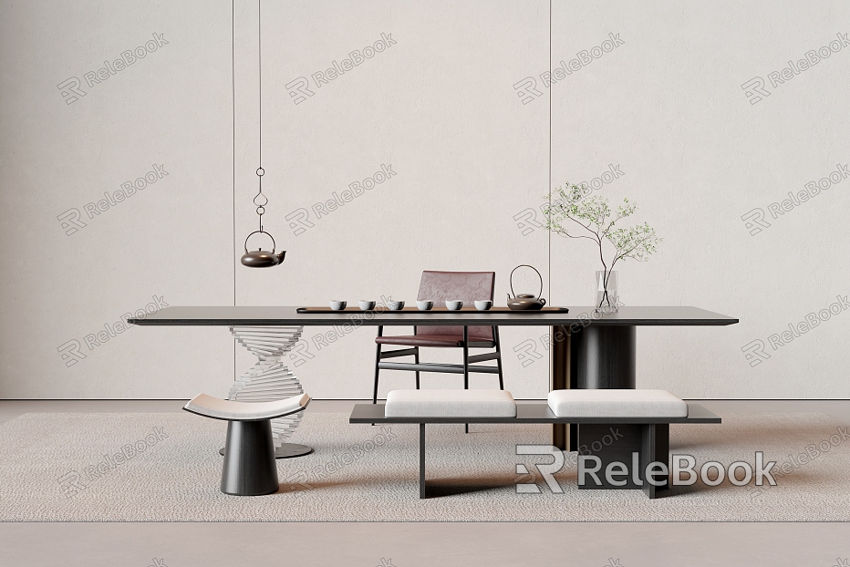 Tea table and chair combination model