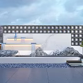 Modern Feature Wall Design With Water Feature Rock Formations And Garden Lighting 3d model