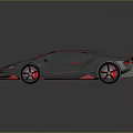 Modern Gray Sports Car Featuring Red Accents Sleek Body And Rear Spoiler