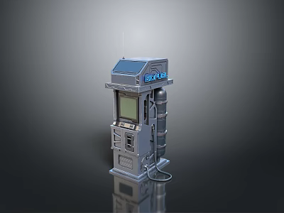 EVNEX Charging Station With Metallic Gray Design Blue Logo Display Screen And Cable 3d model