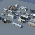 Various Office Buildings 3D Models Featuring Different Architectural Designs And Styles 3d model