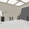 Modern Clothing Store Interior With Display Chairs Lighting And Large Windows 3d model