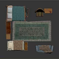 Vintage Bedroom Furniture Collection With Bed Wardrobe Sofa Chair And Rug