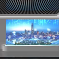 Modern Commercial Equipment Intelligent Display Screen With City Night View Data Charts And Icons