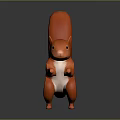 Orange Standing Squirrel 3D Character Model With Big Tail White Belly And Black Eyes