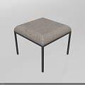 Modern Fabric Upholstered Ottoman With Square Top And Black Metal Legs