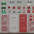 Various Types of Fire Safety Equipment Including Fire Hydrants Extinguishers Alarm Devices And Indicator Lights