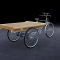 Vintage Style Cargo Tricycle With Wooden Flatbed And Metal Frame