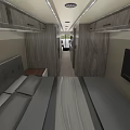 Black Motorhome With Solar Panels On Roof Blue Accents And Beige Seats Interior