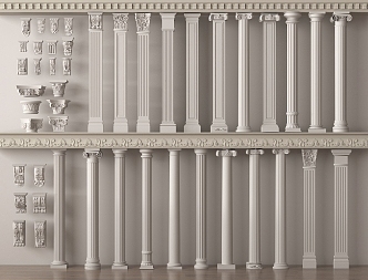 European Column Roman Column Gypsum Column Gypsum Line Cylindrical Square Column 3d model