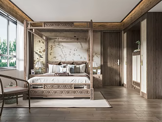 New Chinese Guest Room Homestay Guest Room Hotel Guest Room Homestay Single Room Standard Room Leisure Sofa Inn Big Bed Room 3d model