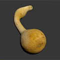 Handcrafted Yellow Gourd Shaped Sculpture with Curved Neck and Smooth Surface Artistic Carving