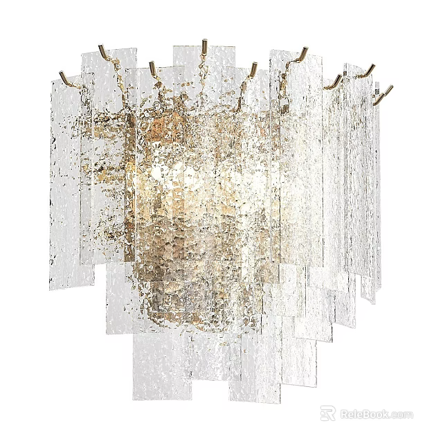 Modern Artistic Wall Lamp With Layered Glass And Gold Metal Design 3d model 