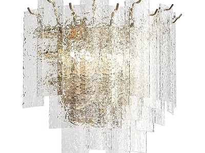 Modern Artistic Wall Lamp With Layered Glass And Gold Metal Design 3d model
