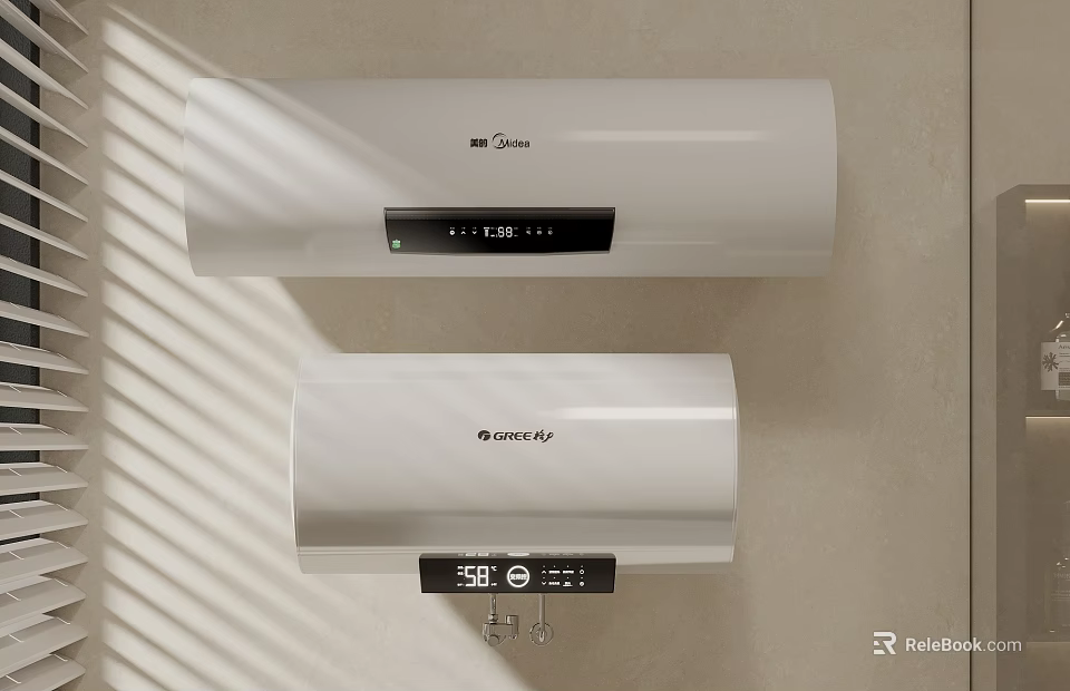 Wall Mounted Electric Water Heaters With Digital Temperature Display For Home Bathroom 3d model 