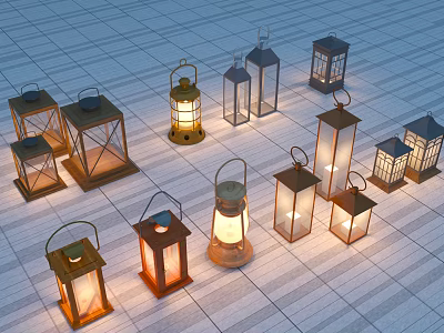 New Chinese Landscape Lights Horse Lantern Garden Lights Decorative Lights 3d model