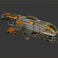 Futuristic Sci Fi Vehicle with Orange Gray White Exterior Streamlined Design Cockpit And Mechanical Parts
