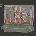 Rusty Metal Vault Door With Round Lock Dial Bolted Frame And Hexagonal Base Arrow Markings