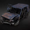 Old Rusted Car With Damaged Body And Broken Exterior Parts
