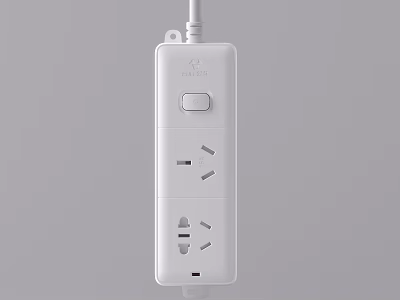 White Switch Panel Power Strip With Multiple Outlets And Integrated On Off Switch 3d model